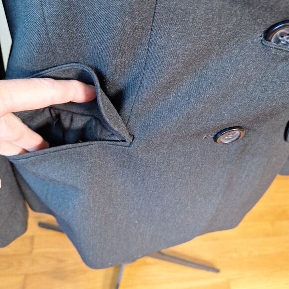 Y2K Charcoal Gray Peak Lapel Blazer Jacket Stretch Women Size 10 Business Casual - Picture 3 of 8